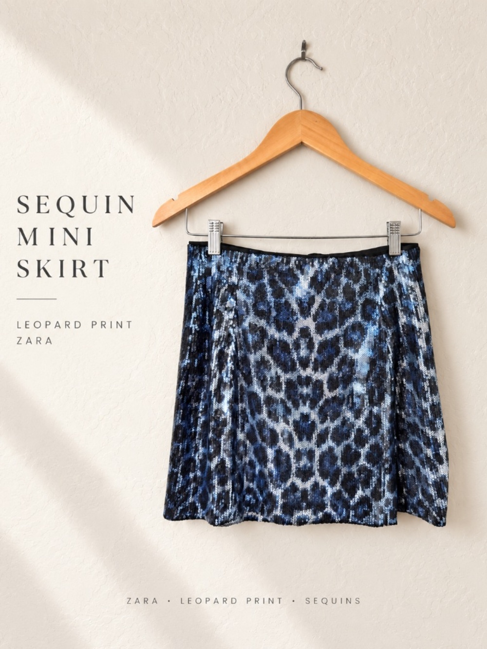 Zara _Blue& Black_ Leopard Sequin Mini Skirt _XSmall — Night-Out Sparkle